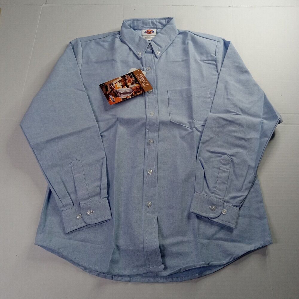 Vintage Y2K Dickies Women’s Blue Oxford Long Sleeve Button Work Shirt Size 10